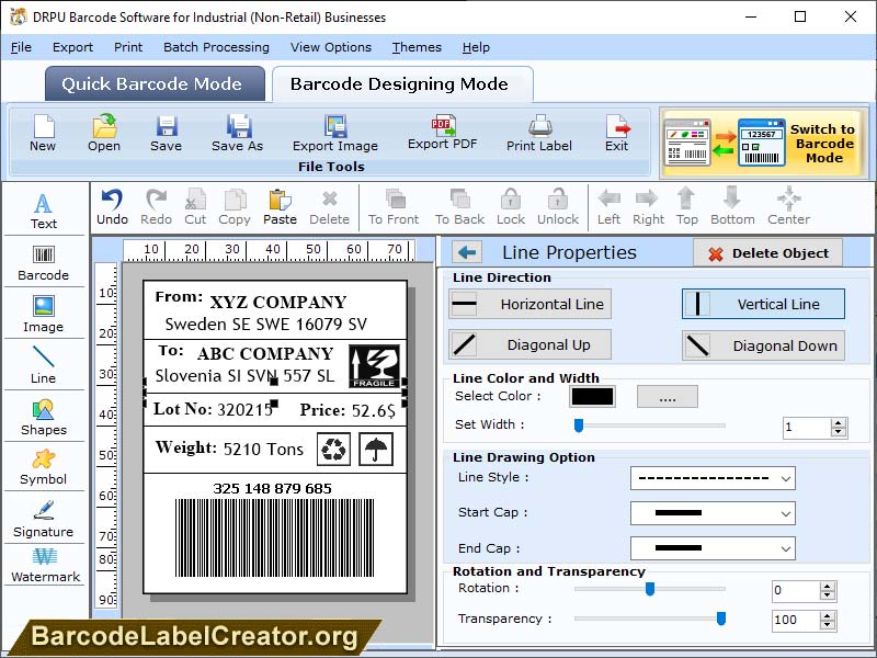 Industrial Barcode Creator Tool - Screenshot 1