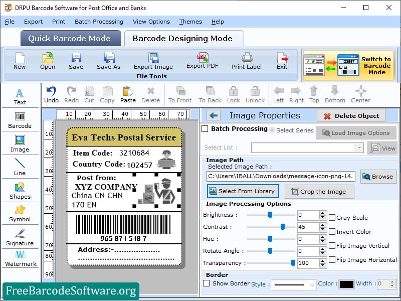 Postal Barcode Designing Tool - Screenshot 1