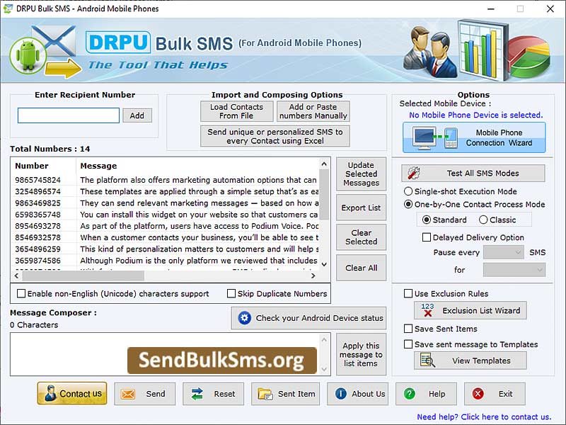 Android Mobile Bulk SMS Software - Screenshot 1