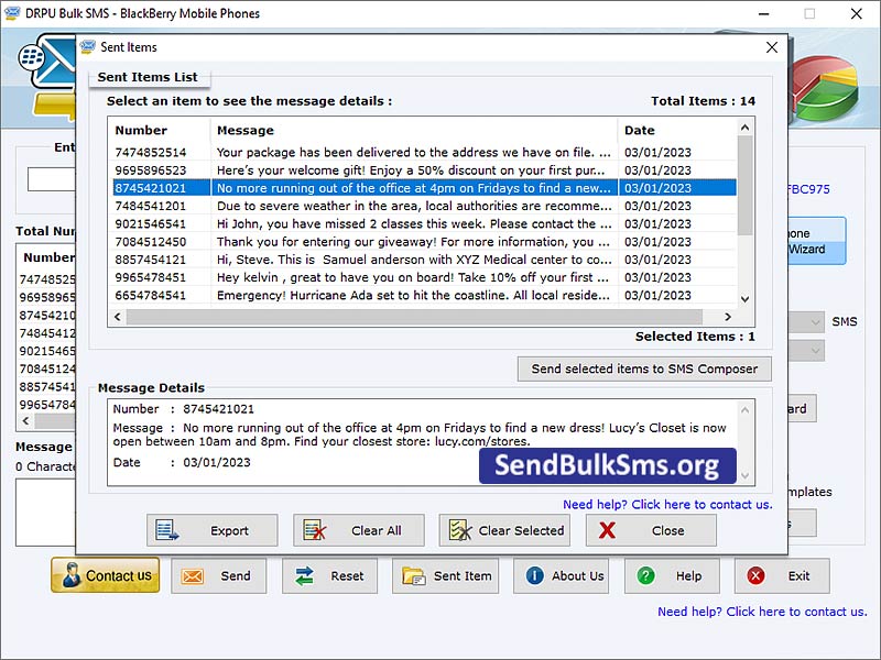 Bulk SMS BlackBerry Mobile - Screenshot 1