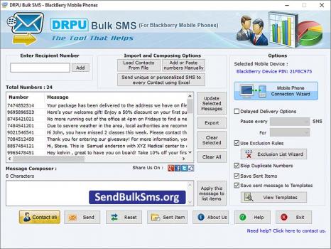 Blackberry Text SMS Program - Screenshot 1