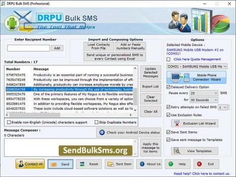 GSM Mobiles Bulk SMS Software - Screenshot 1