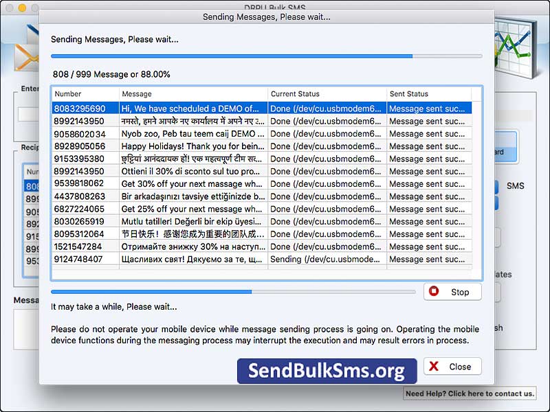 Send Bulk SMS GSM Application - Screenshot 1