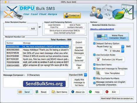 Mac Send Bulk SMS for GSM Mobile - Screenshot 1
