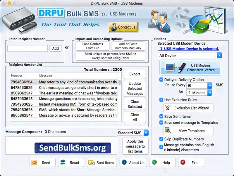 Mac USB Modem Bulk SMS Software - Screenshot 1