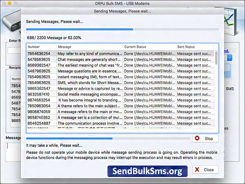 Mac Send Bulk SMS USB Modem - Screenshot 1