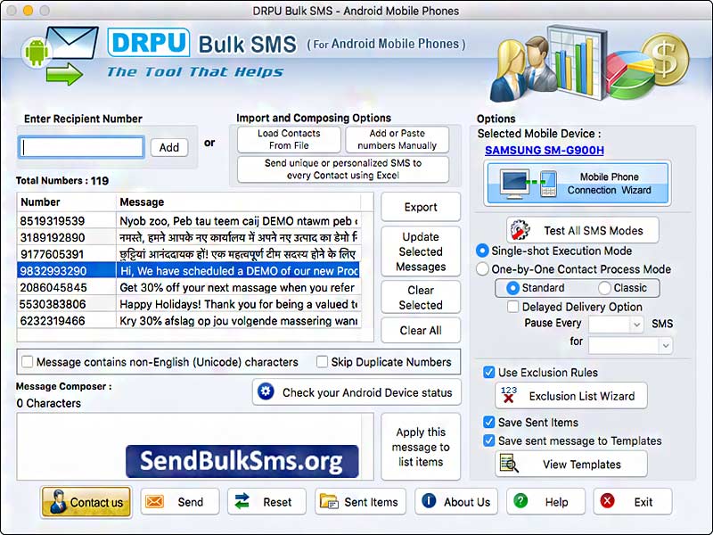 Mac Bulk SMS for Android Mobile - Screenshot 1