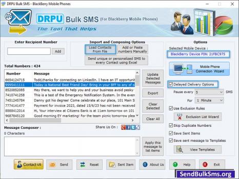 BlackBerry SMS Software - Screenshot 1