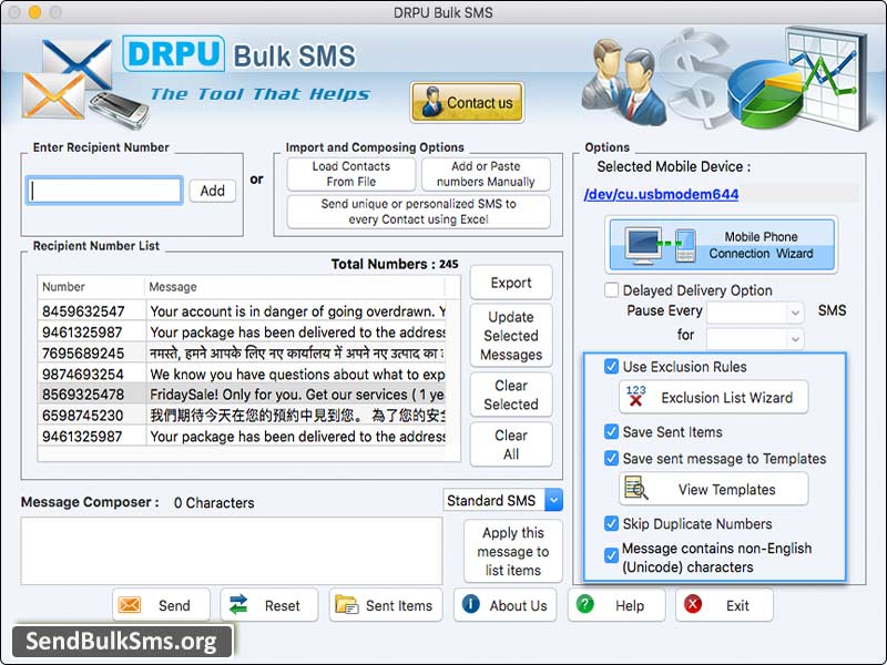 Mac Send Bulk SMS for Android Mobile - Screenshot 1
