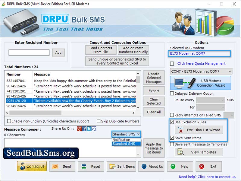 Bulk SMS Tool for Multi USB Modem - Screenshot 1