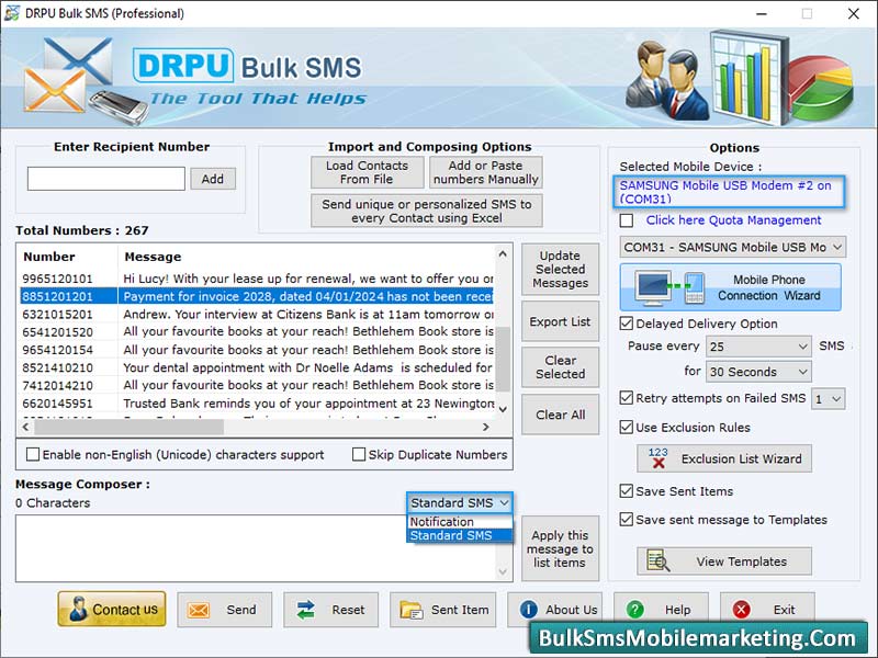 GSM Mobile SMS Marketing Software - Screenshot 1