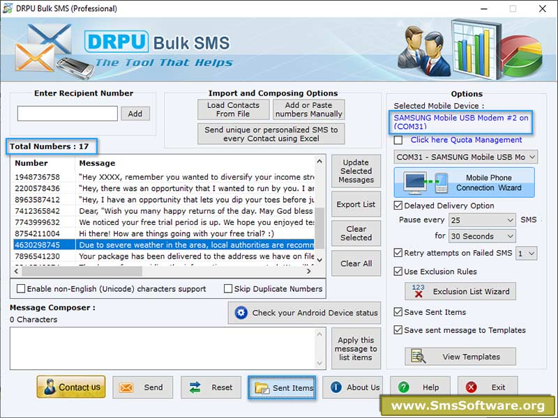 SMS Software for GSM Mobile - Screenshot 1