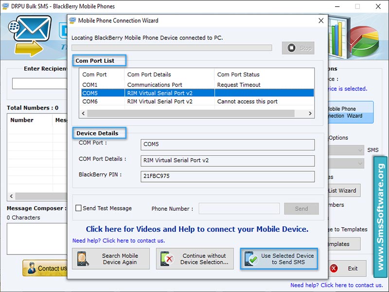 Blackberry SMS Text Messaging Software - Screenshot 1