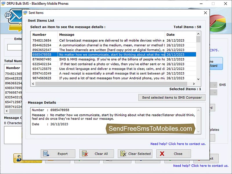 BlackBerry SMS Program - Screenshot 1