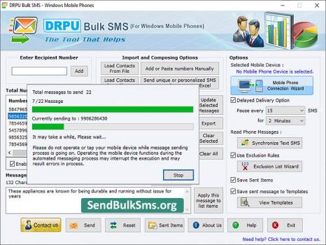 Send Bulk SMS for Windows based Mobile - Screenshot 1