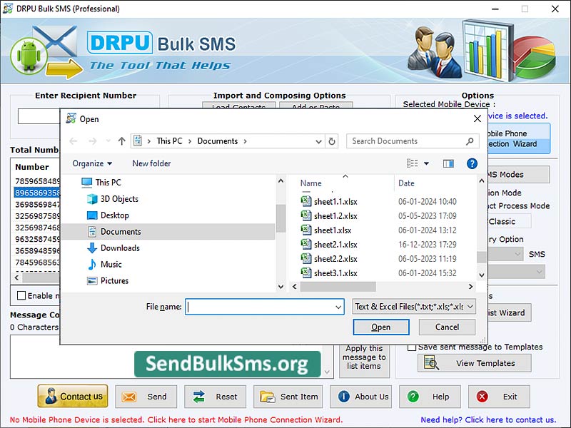 Send Bulk SMS for Pocket PC - Screenshot 1