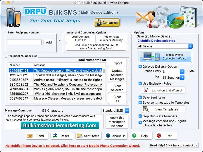 Mac Bulk SMS Marketing Application - Screenshot 1