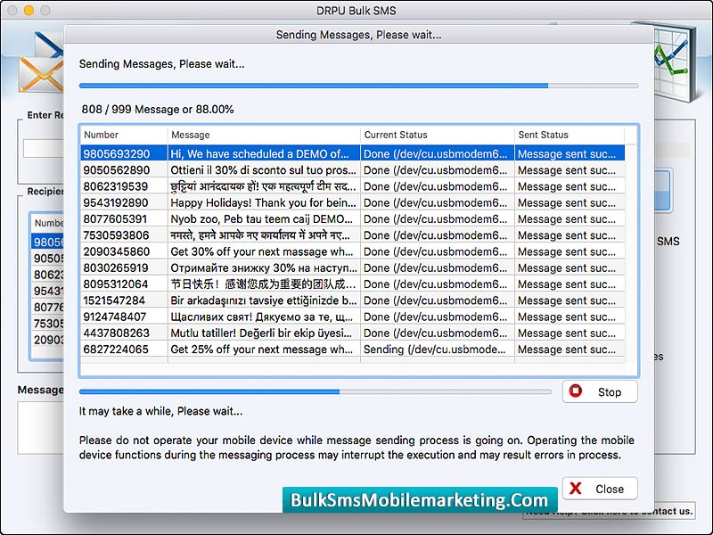 Bulk SMS Marketing Mac OS X - Screenshot 1