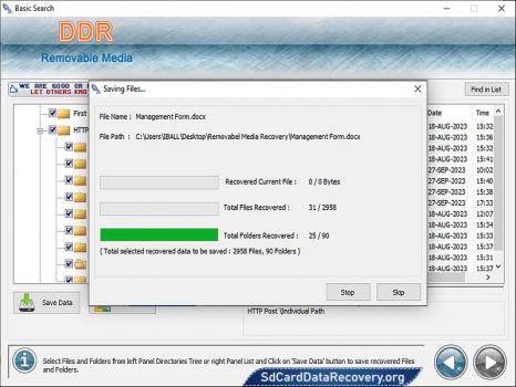 Visit Listing - Removable Media Data Restoration Removable Media Data Restoration - Screenshot 1