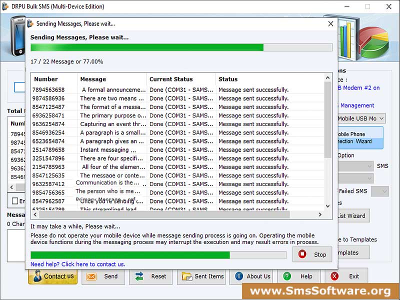 GSM Mobile Phones SMS Software - Screenshot 1