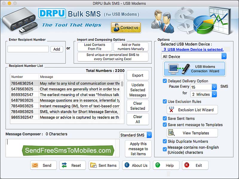 USB Modems SMS Software - Screenshot 1