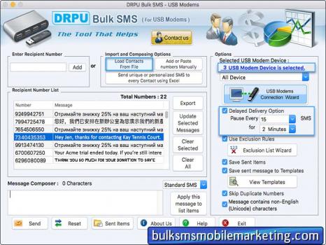 Modem SMS Marketing Mac - Screenshot 1