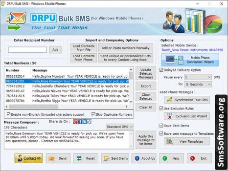 Visit Listing - Bulk SMS for Windows mobile phone Bulk SMS for Windows mobile phone - Screenshot 1