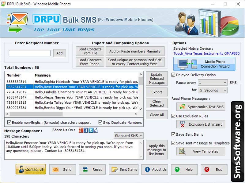 Bulk SMS for Windows mobile phone - Screenshot 1