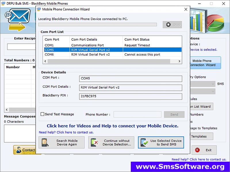 Bulk SMS for BlackBerry Mobile Phone - Screenshot 1
