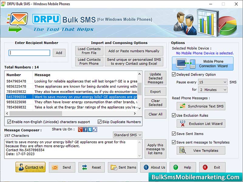 Bulk SMS Mobile Marketing Windows Phone - Screenshot 1