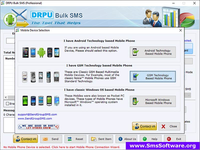 Bulk SMS for GSM Mobile Phones - Screenshot 1