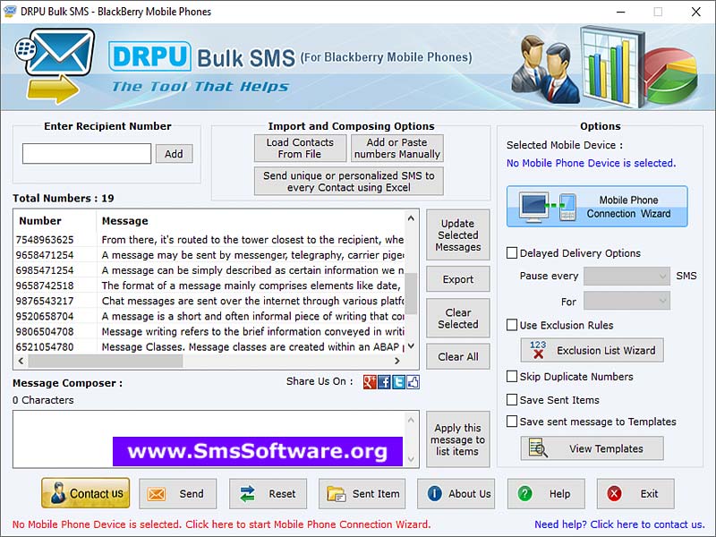 Online SMS BlackBerry - Screenshot 1