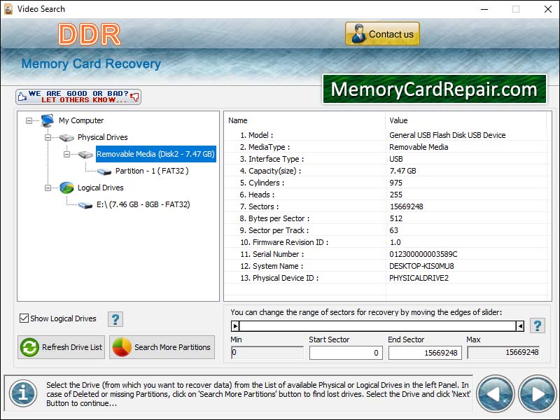 Memory Card Data Repair - Screenshot 1