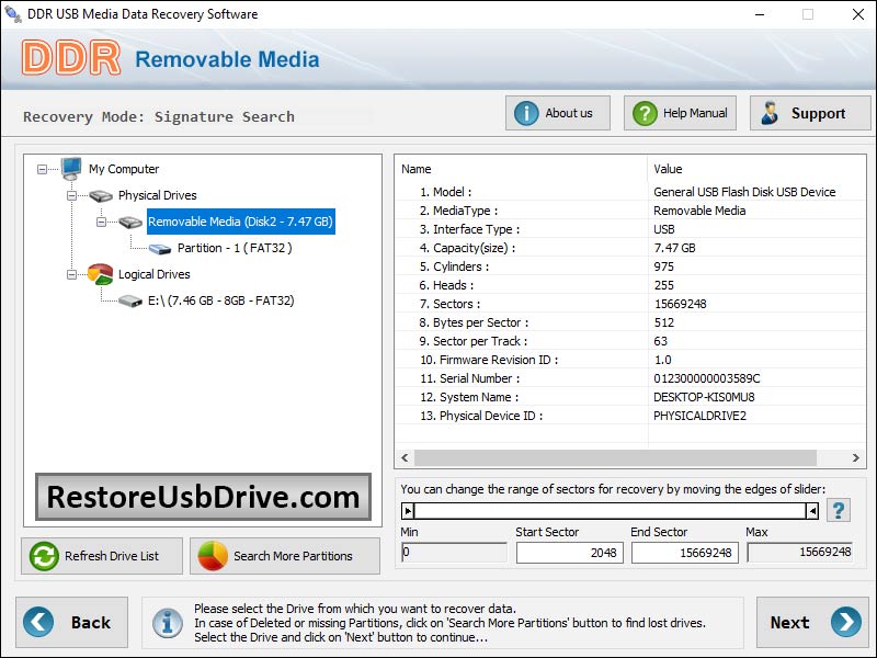 Restore USB Drive Software - Screenshot 1