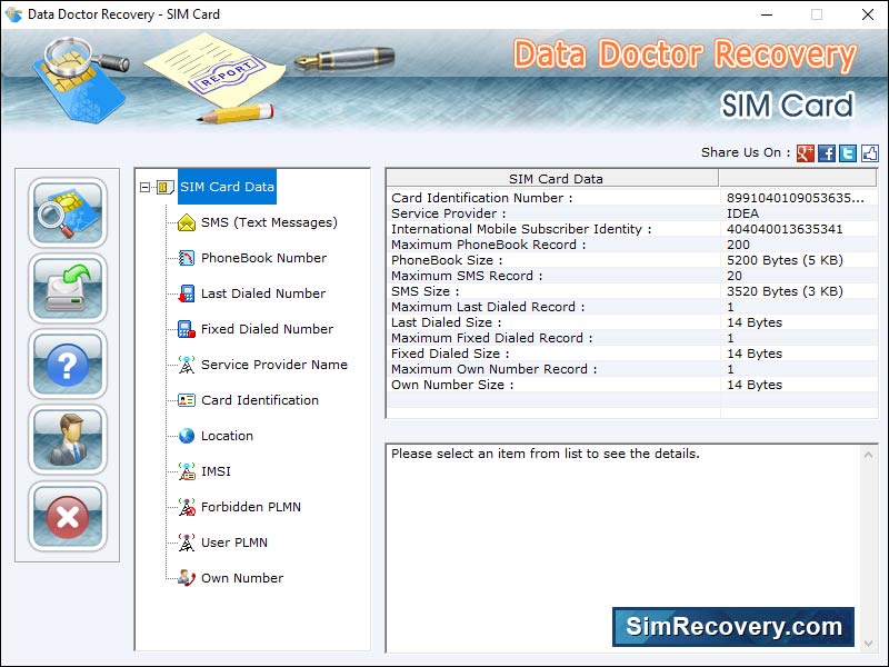 SIM Card Data Recovery - Screenshot 1