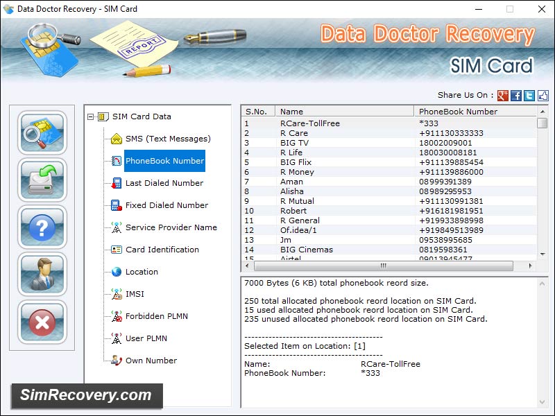 SIMCard Recovery - Screenshot 1