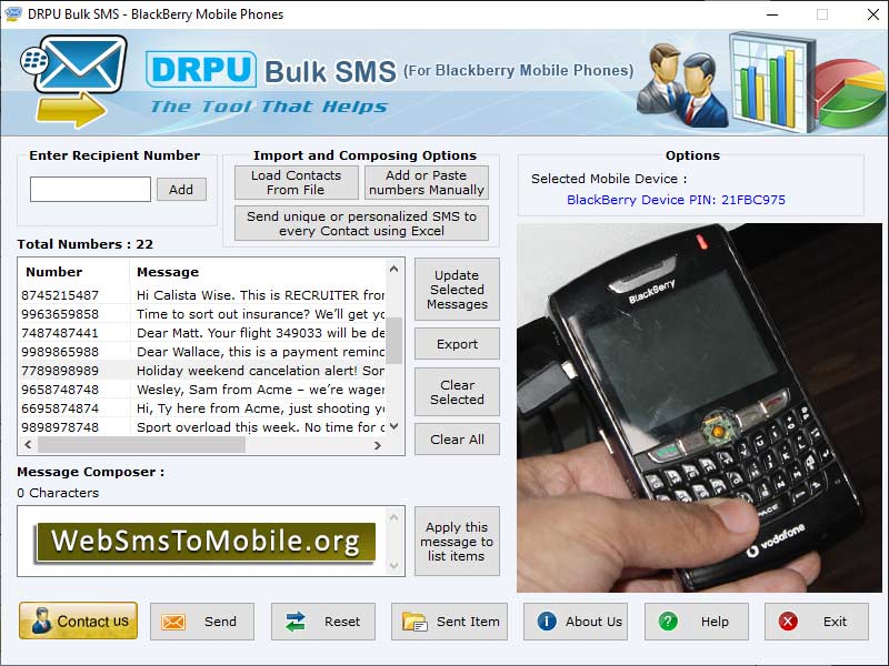 BlackBerry Mobile SMS - Screenshot 1
