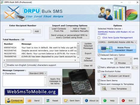 Bulk SMS for GSM Mobile - Screenshot 1