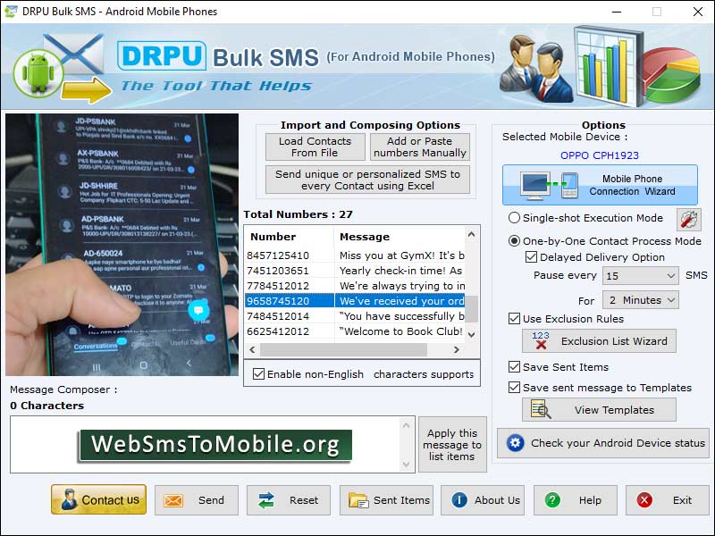 Android Mobile SMS Software - Screenshot 1