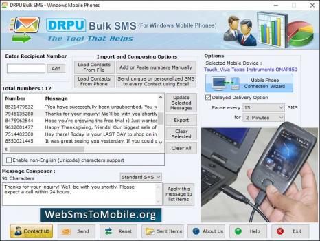 Visit Listing - Web SMS Windows Mobile Web SMS Windows Mobile - Screenshot 1