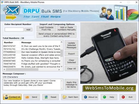 Sms Software for Blackberry Mobile - Screenshot 1