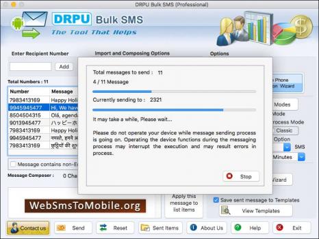 Modem SMS Broadcasting Mac - Screenshot 1