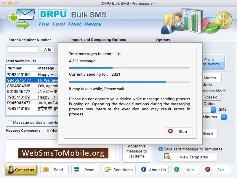 Modem SMS Broadcasting Mac - Screenshot 1