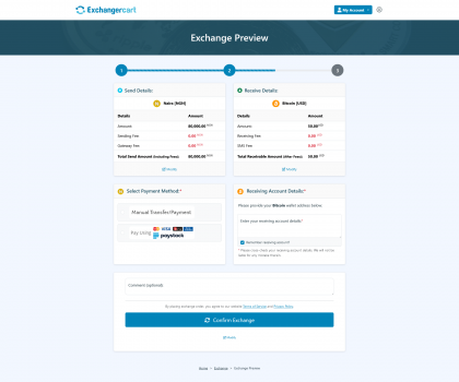 ExchangerCart - Modern Currency and Crypto Exchange Script - Screenshot 4