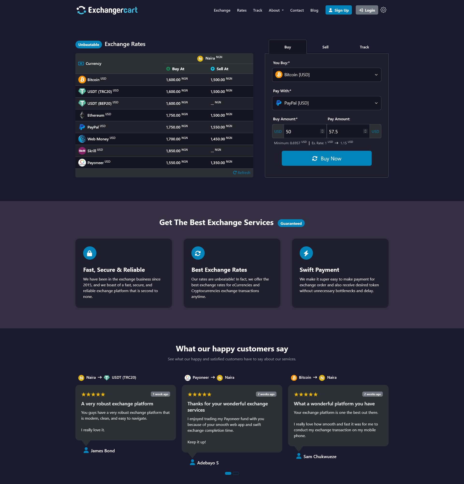 ExchangerCart - Modern Currency and Crypto Exchange Script - Screenshot 2