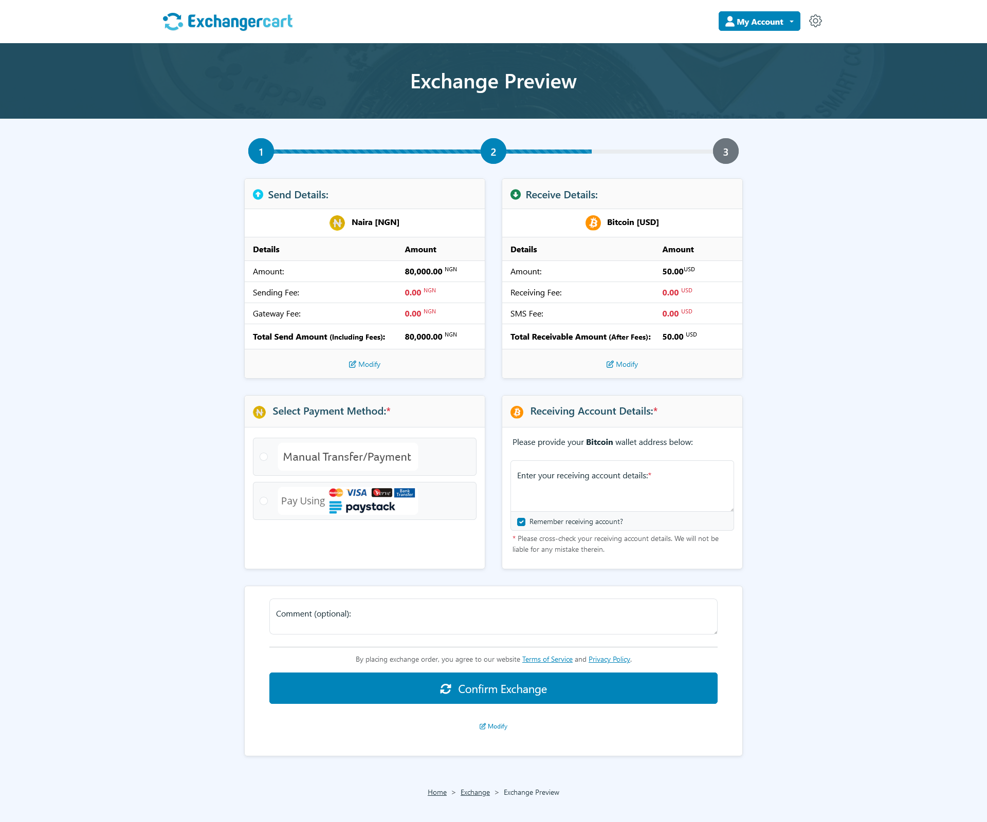 ExchangerCart - Modern Currency and Crypto Exchange Script - Screenshot 4