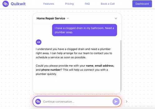 Quikwit.chat - AI Frontdesk for Your Business - Screenshot 2