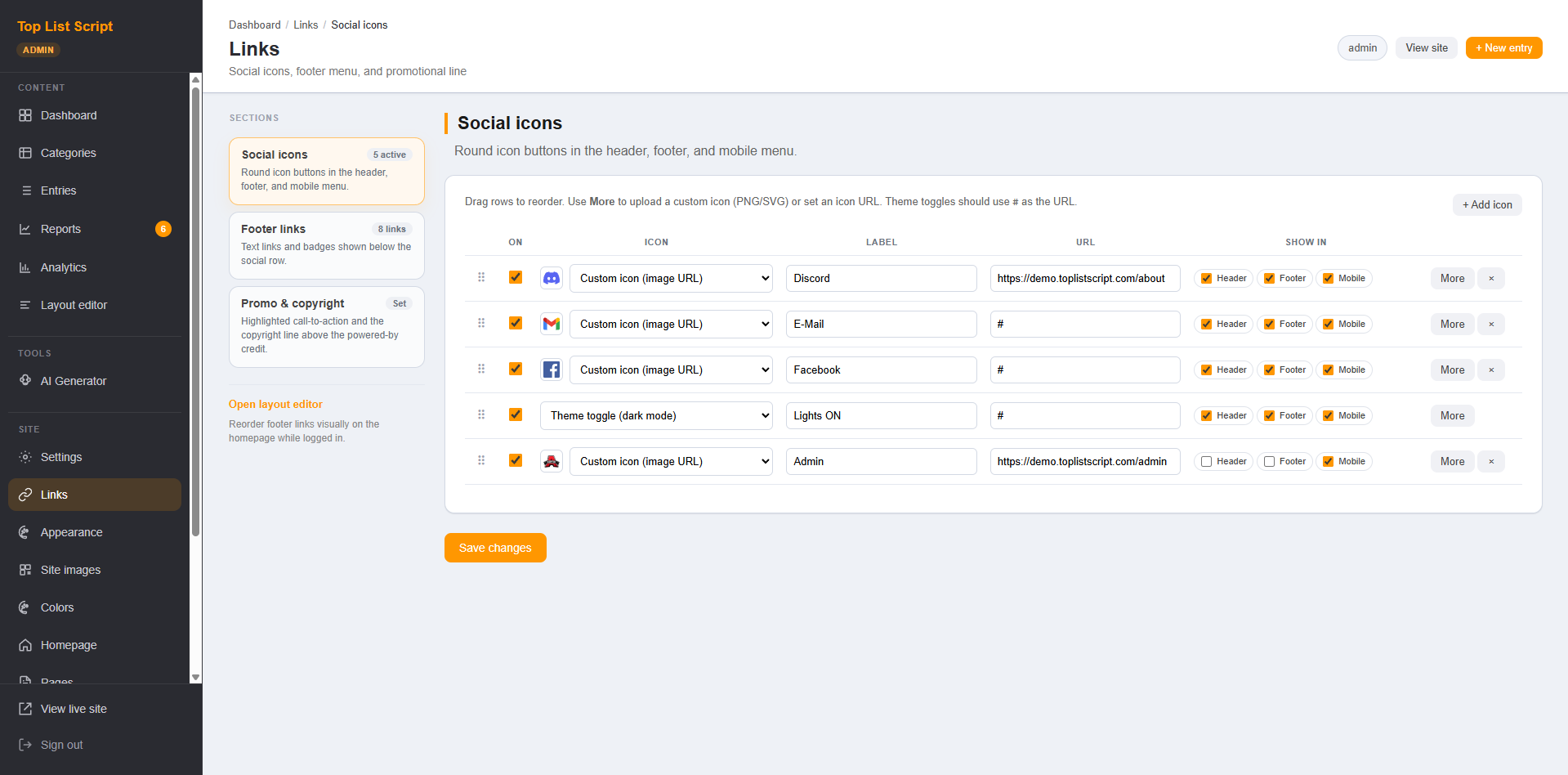 PHP Link Directory Script - Top List Script & Website Review Script - Screenshot 6