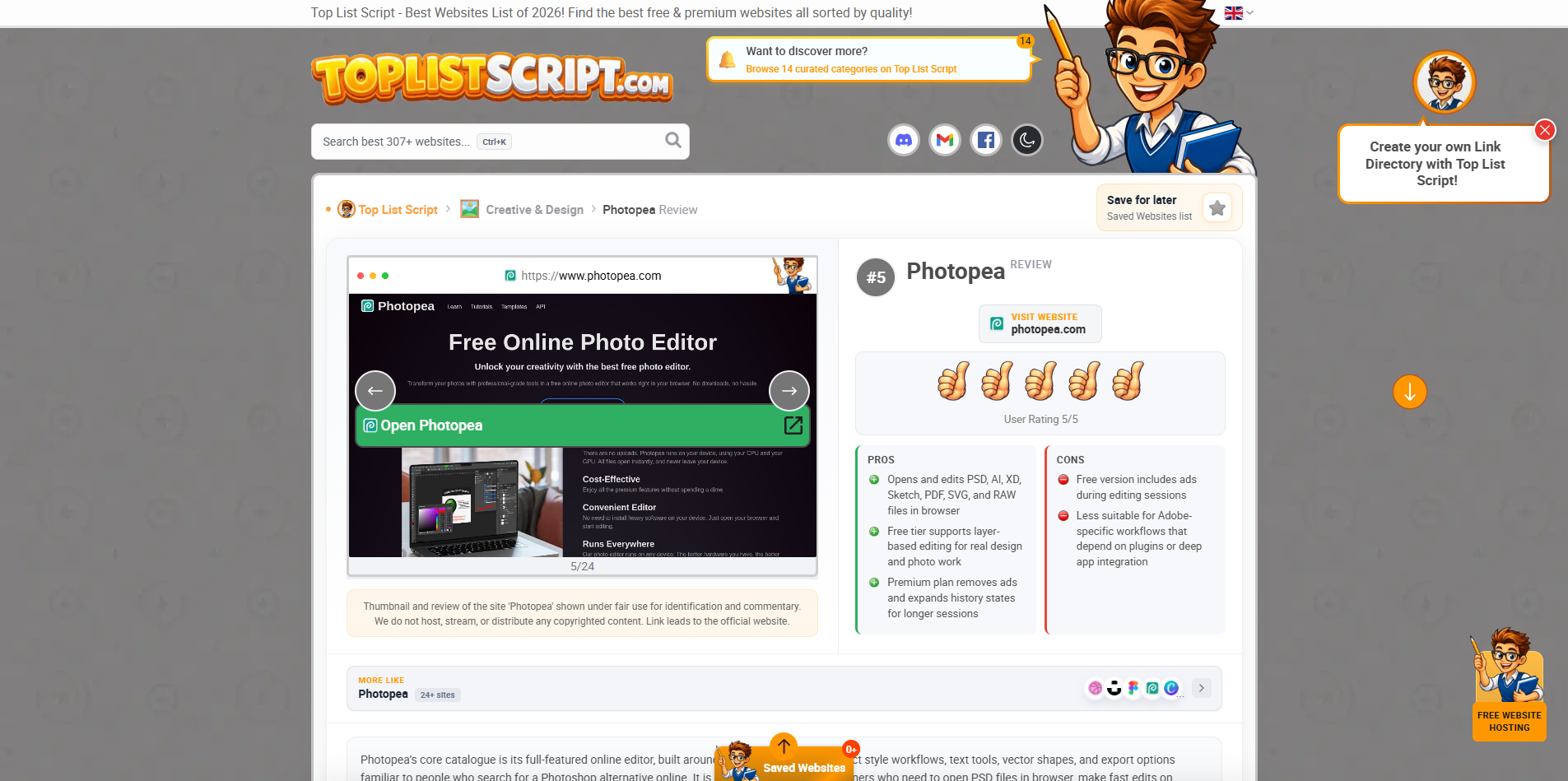 PHP Link Directory Script - Top List Script & Website Review Script - Screenshot 3